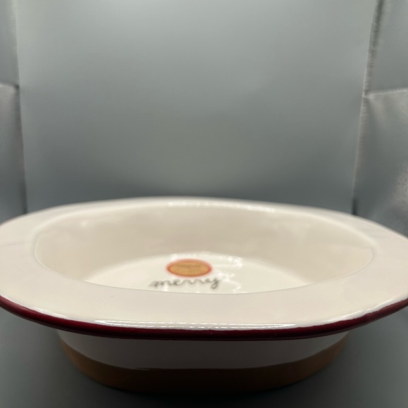 Rae Dunn Peanuts Snoopy Woodstock MERRY PLAID Pie Baking Plate 9.5 Inches NEW - Picture 3 of 3